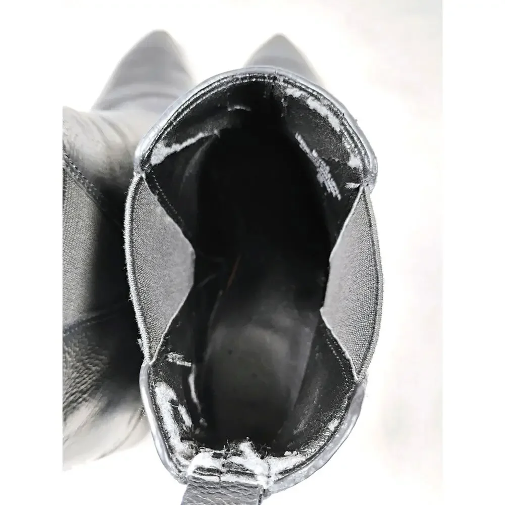 Marc Fisher Yale Black Leather Chelsea Boots Pointed Toe Slip On Womens 7.5M